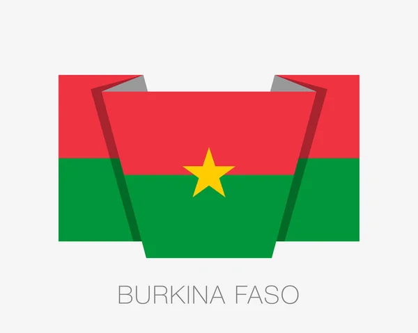Vlag van Burkina Faso. Platte icoon zwaaiende vlag met land naam op — Stockvector