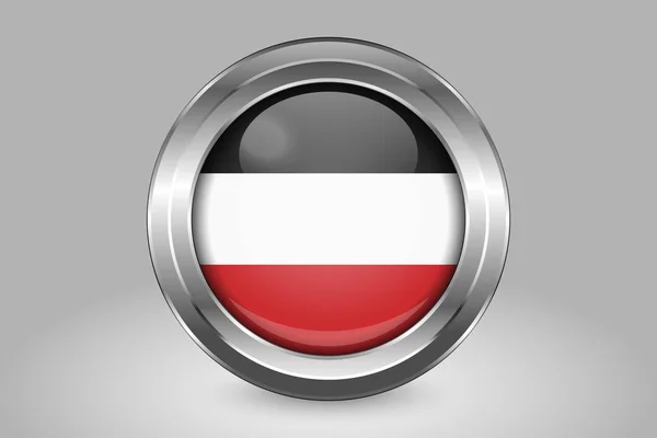Bandiera di. Icona vettoriale rotonda in metallo e vetro. Isolato — Vettoriale Stock