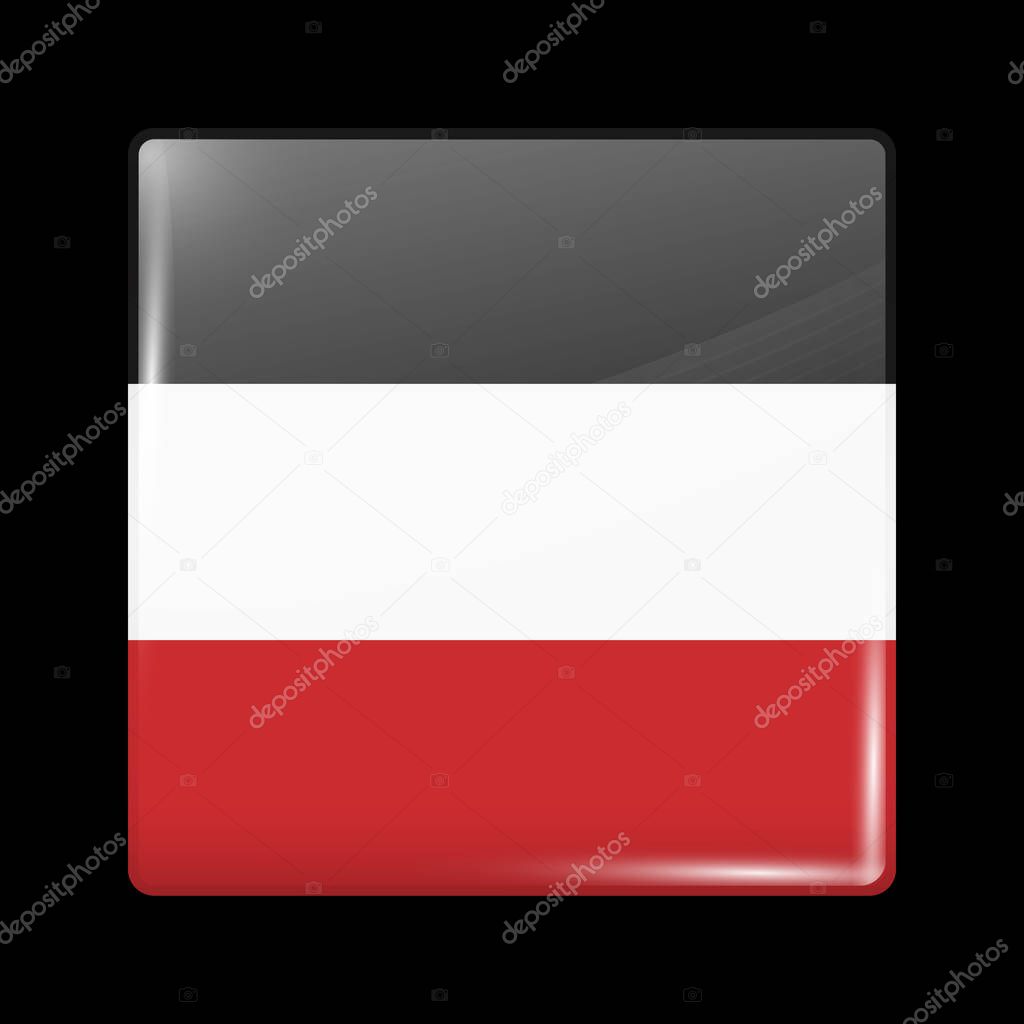 Historical Flag of Upper Volta. Glossy Icon Square Shape. Vector