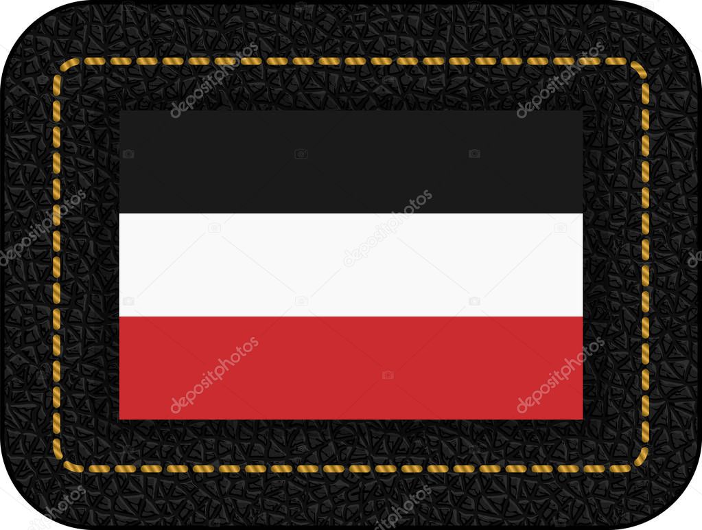 Historical Flag of Upper Volta. Vector Icon on Black Leather Bac