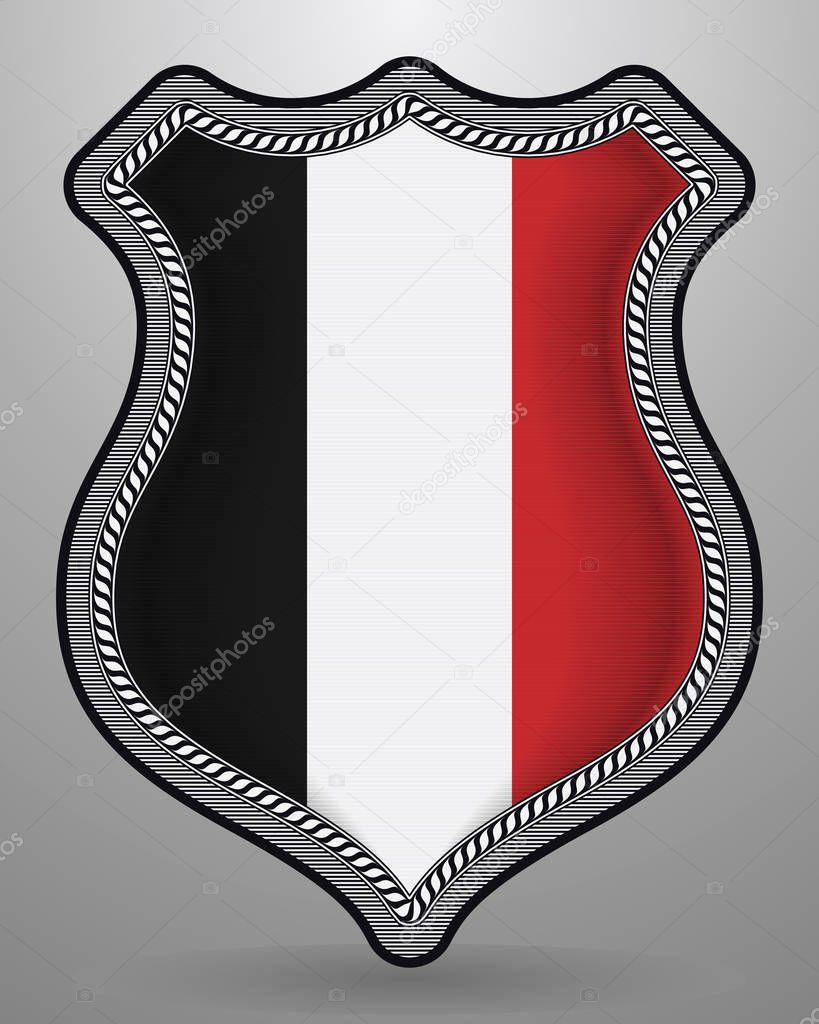 Historical Flag of Upper Volta. Vector Badge and Icon. Vertical 