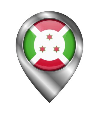 Burundi bayrağı. Vektör İşareti ve Simge. Konum Sembolü Şekli. Si