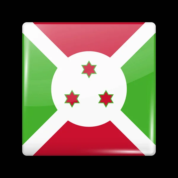 Vlag van Burundi. Glanzend pictogram vierkante vorm. Vector — Stockvector