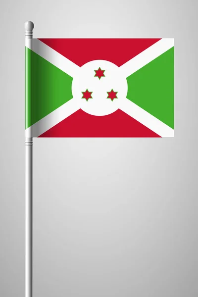 Vlag van Burundi. Nationale vlag op vlaggenmast. Geïsoleerde Illustratio — Stockvector