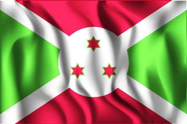 Vlag van Burundi. Rechthoekig pictogram. Zwaaiende werking. Vector — Stockvector
