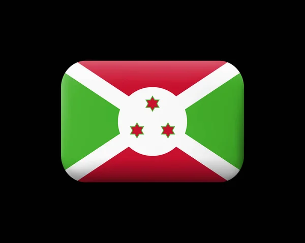 Vlag van Burundi. Gematteerd vector icoon en knop. Rechthoekige Shap — Stockvector