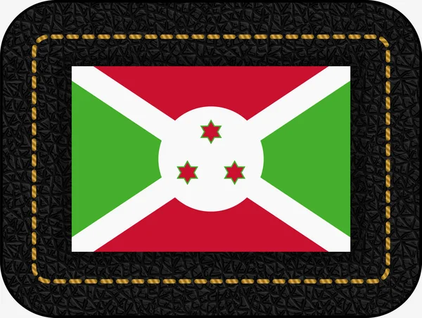 Vlag van Burundi Vector pictogram op zwart lederen achtergrond. — Stockvector