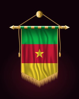 Kamerun bayrağı. Şenlikli Dikey Banner. Duvar Asma