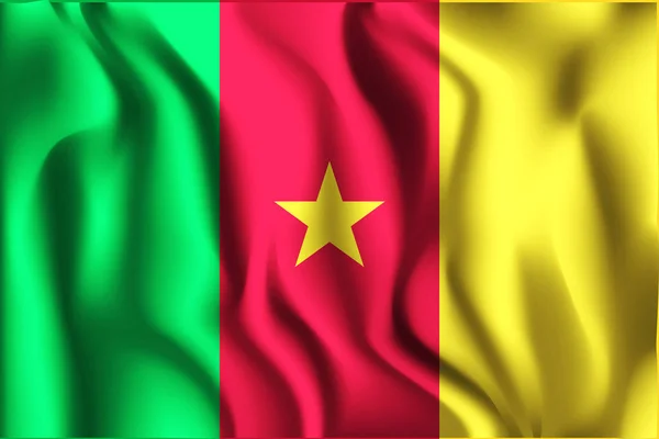 Drapeau du Cameroun. Icône rectangulaire. Effet d'agitation. Vecteur — Image vectorielle