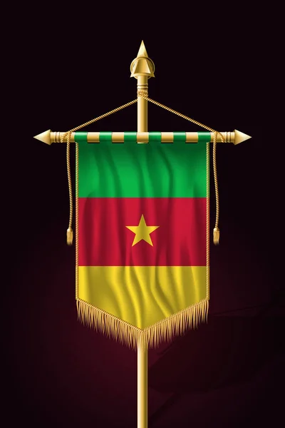 Vlag van Kameroen. Feestelijke verticale banner. Wandkleden — Stockvector