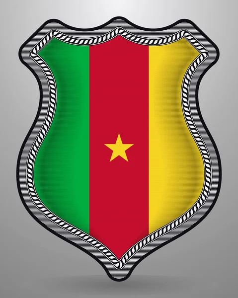 Vlag van Kameroen. Vector badge en pictogram. Horizontale oriëntatie — Stockvector