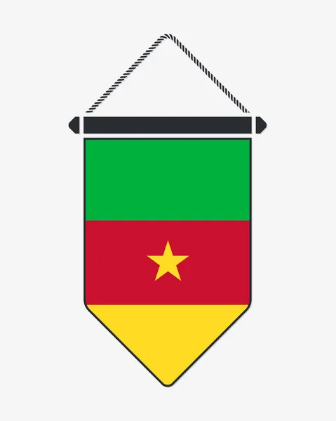 Vlag van Kameroen. Vector teken en pictogram. Verticale wimpel — Stockvector