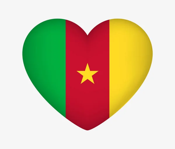 喀麦隆国旗的心形。我爱我的祖国 — 图库矢量图片