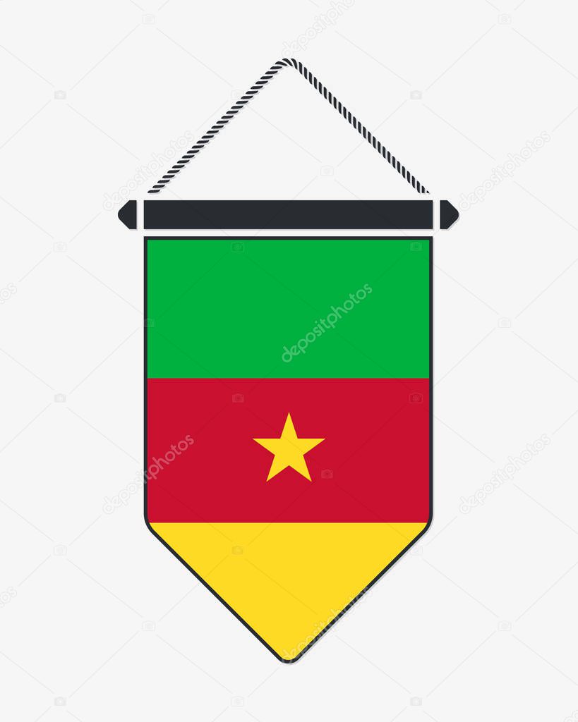 Flag of Cameroon. Vector Sign and Icon. Vertical Pennant