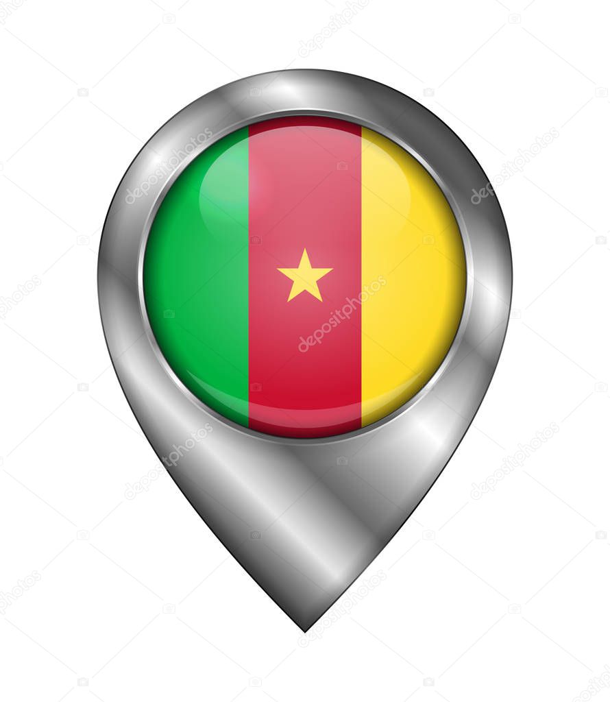 Flag of Cameroon. Vector Sign and Icon. Location Symbol Shape