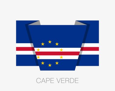 Cape Verde bayrağı. W'de Ülke Adı olan Düz Simge Sallayan Bayrak