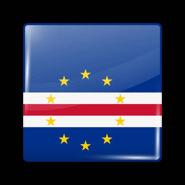 Kapverdská vlajka Tvar čtverce s lesklými ikonami Vektorové — Stockový vektor