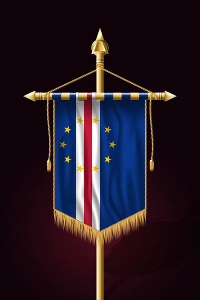 Kapverdská vlajka Slavnostní vertikální nápis. Nástěnné závěsy s — Stockový vektor