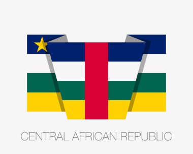 Orta Afrika Cumhuriyeti bayrağı. Düz Simge Dalgalı Bayrak