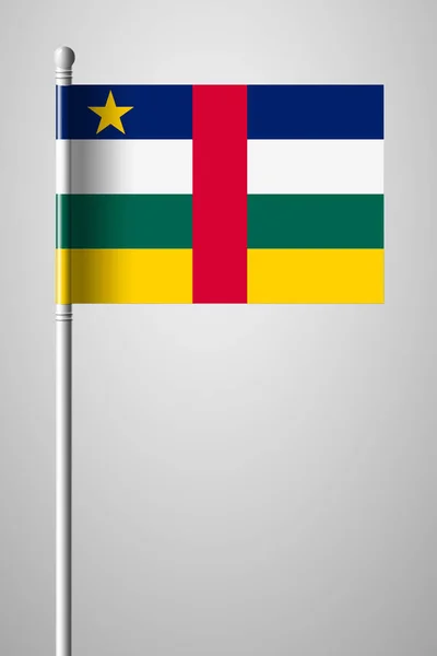 Bandera de República Centroafricana. Bandera Nacional en asta de bandera — Vector de stock