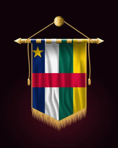 Bandiera della Repubblica Centrafricana. Bandiera verticale festiva — Vettoriale Stock