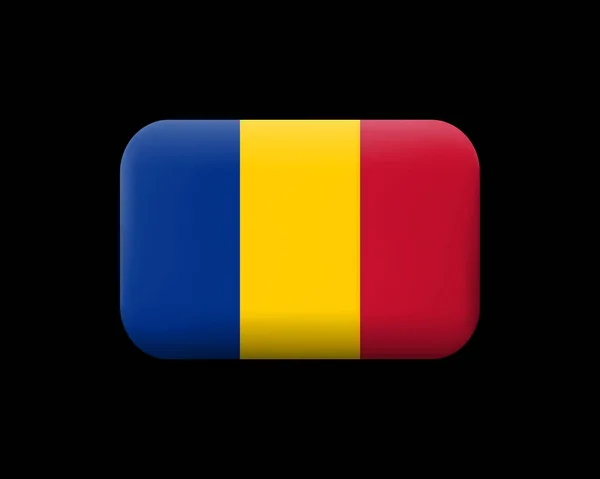 Bandera de Chad. Icono y botón de vector con estera. Forma rectangular w — Archivo Imágenes Vectoriales