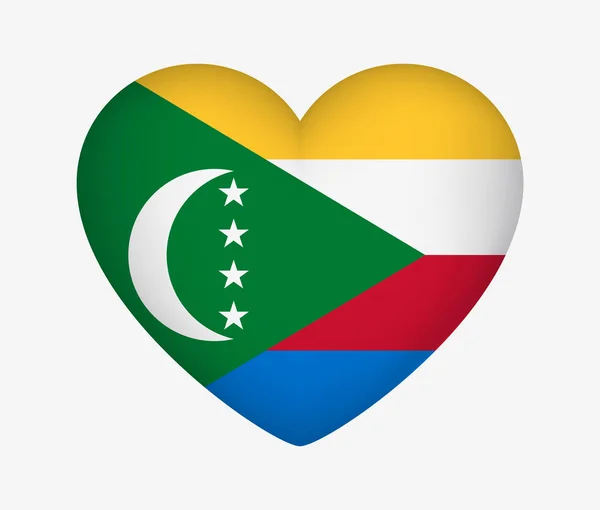 Bandiera Nazionale delle Comore a forma di cuore. Amo il mio Paese. Vettore — Vettoriale Stock