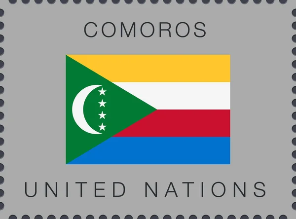 Bandera de Comoras. Señal de Vector e Icono. Sello postal — Vector de stock