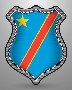 Kongo Demokratik Cumhuriyeti bayrağı. Vektör Rozeti ve Simge