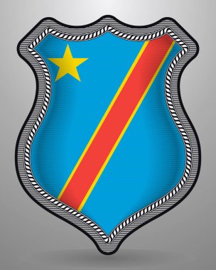 Flag of Democratic Republic of the Congo. Vector Badge and Icon clipart
