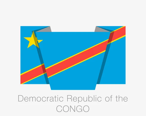 Bandera de la República Democrática del Congo. Icono plano ondeando bandera — Vector de stock