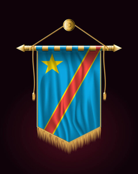 Flag of Democratic Republic of the Congo. Festive Vertical