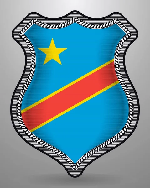 Bandera de la República Democrática del Congo. Insignia de Vector e Icono — Vector de stock