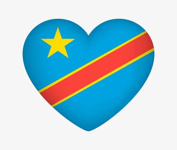 Bandera Nacional en Forma de Corazón de la República Democrática del Congo — Vector de stock