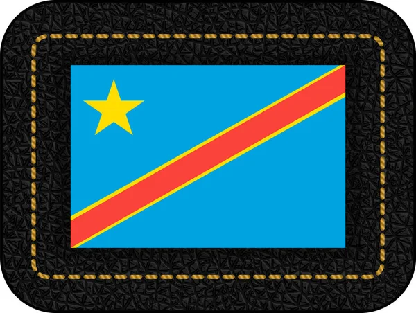 Bandera de la República Democrática del Congo. Icono vectorial en negro — Vector de stock