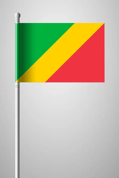 刚果共和国国旗。旗杆上的国旗。隔离 — 图库矢量图片