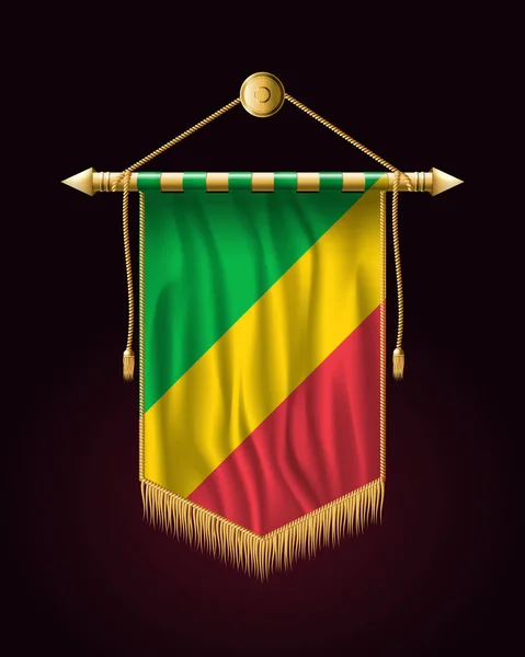 Vlag van de Republiek Congo. Feestelijke verticale banner. Wall Han — Stockvector