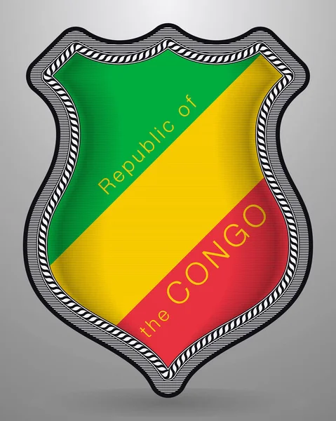 Bandera de República del Congo. Insignia de vector e icono con Countr — Vector de stock