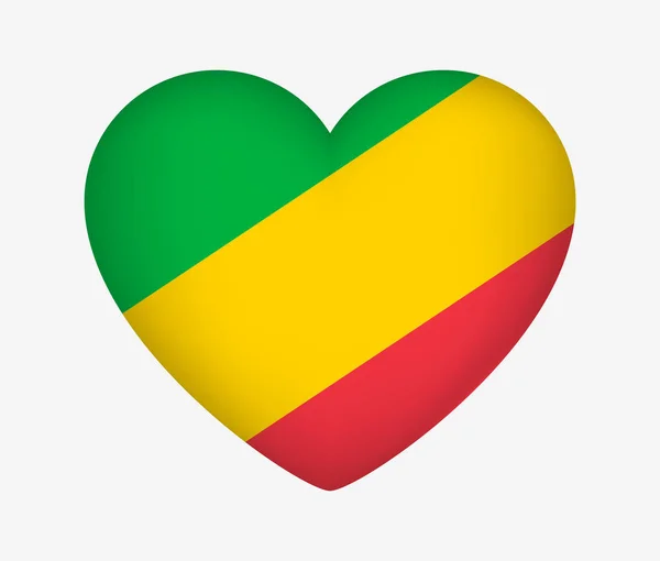 Bandiera Nazionale a forma di cuore della Repubblica del Congo. Amo la mia C — Vettoriale Stock