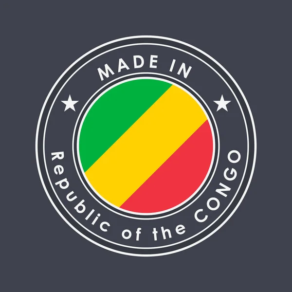Bandera de República del Congo. Etiqueta redonda con nombre de país para — Vector de stock
