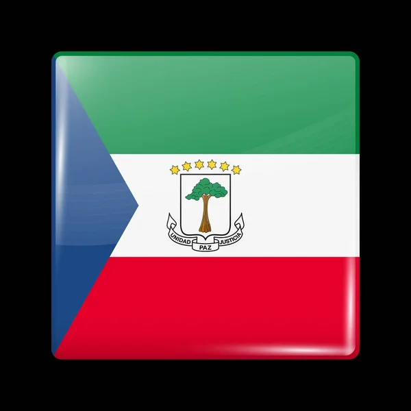 Bandiera della Guinea Equatoriale. Icona lucida Forma quadrata. Vettore — Vettoriale Stock