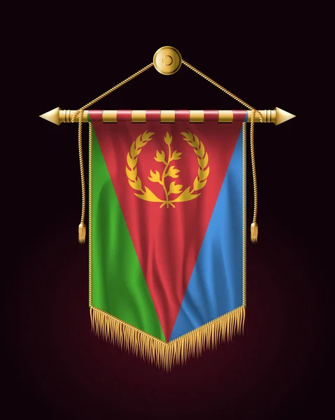 Bandeira da Eritreia. Bandeira Vertical festiva. Pendurados de parede com Gol —  Vetores de Stock