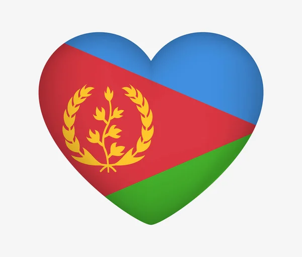 Bandiera Nazionale dell'Eritrea a forma di cuore. Amo il mio Paese. Vettore — Vettoriale Stock