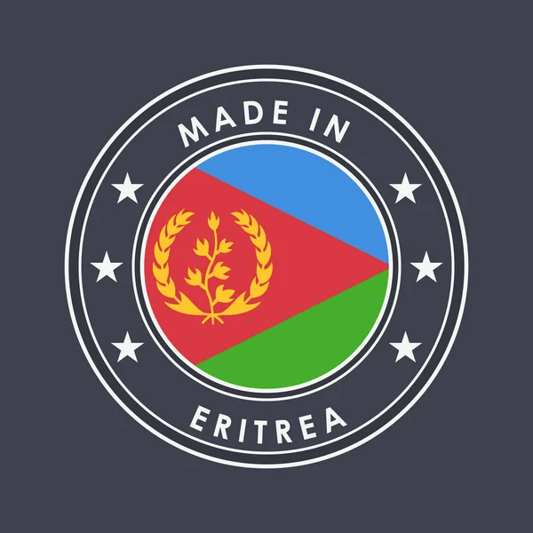 Bandera de Eritrea. Etiqueta redonda con nombre de país para nación única — Vector de stock