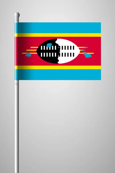 Bandera de Eswatini. Bandera Nacional en asta de bandera. Ilustraciones aisladas — Vector de stock