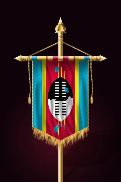 Vlag van Eswatini. Feestelijke verticale banner. Wandkleden met Go — Stockvector