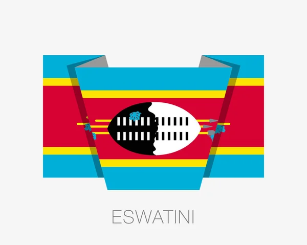 Bandera de Eswatini. Icono plano ondeando bandera con nombre de país en Whi — Vector de stock