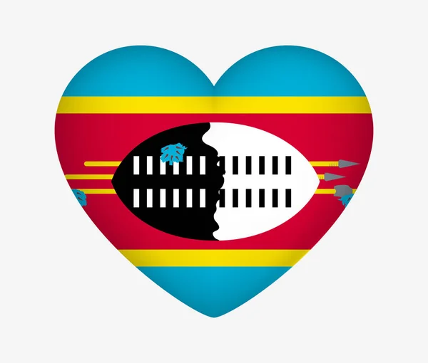 Bandera Nacional en Forma de Corazón de Eswatini. Amo a mi país. Vecto. — Vector de stock