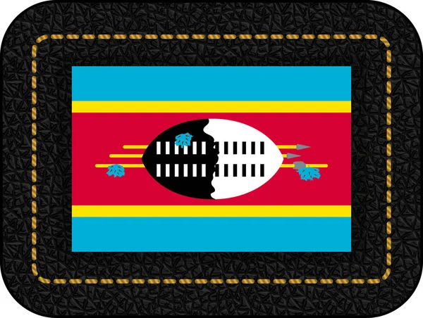 Bandera de Eswatini. Icono vectorial sobre fondo de cuero negro. Ratio 2 — Vector de stock