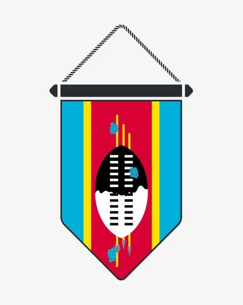 Bandiera di Eswatini. Segno vettoriale e icona. Pennant verticale. Vettore — Vettoriale Stock